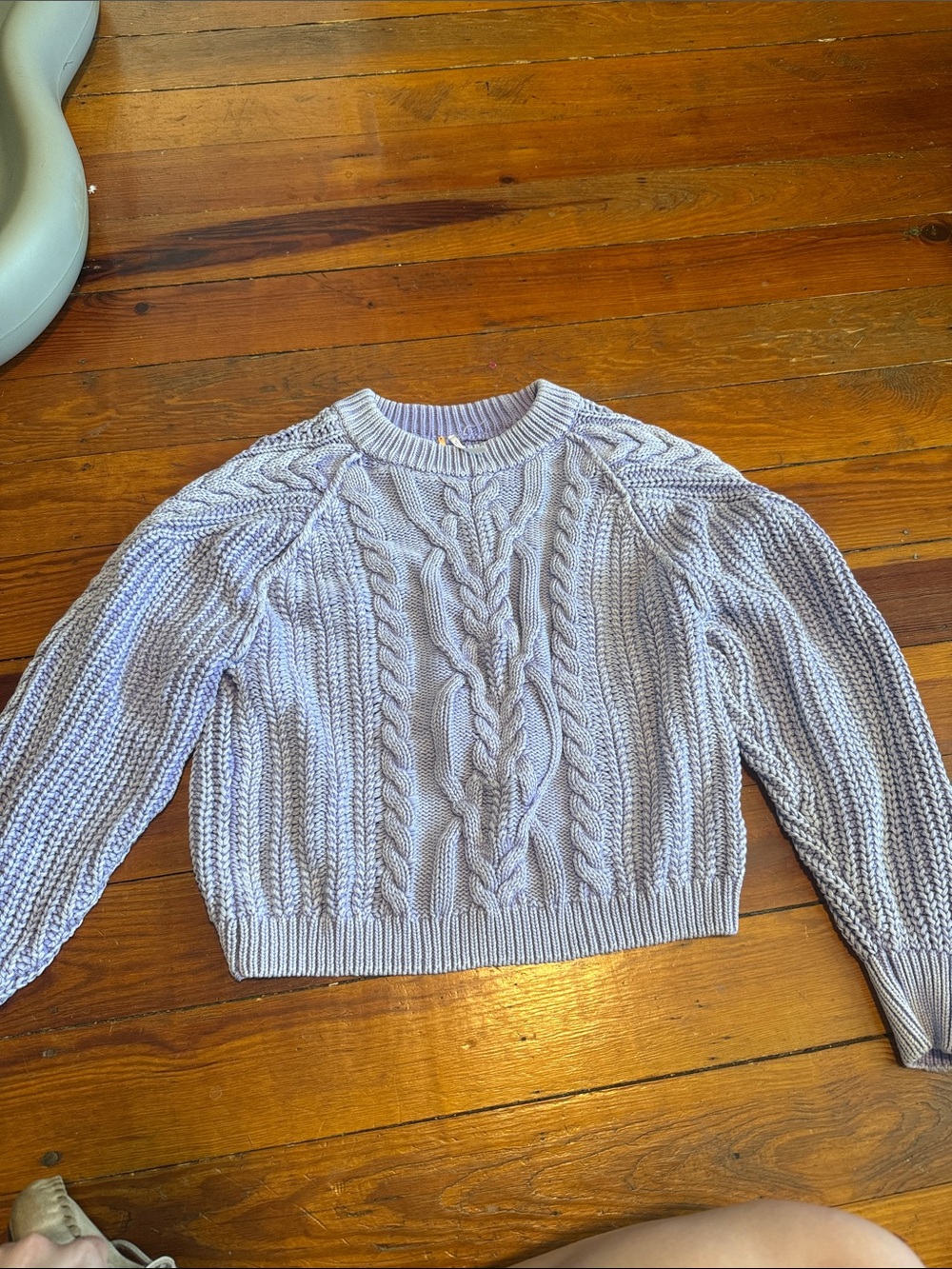 Free People Lavender Cable Crewneck Sweater